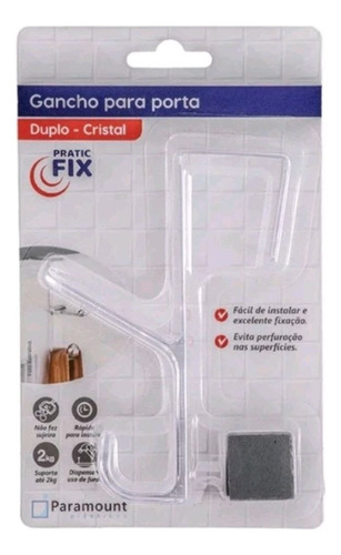 Gancho Duplo Para Porta Sem Furo Pratic Fix - Cristal Bolsas