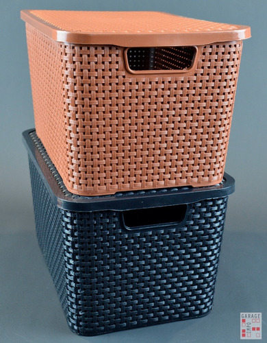 Imagen 5 de 8 de Set 3 Cajas Organizadoras Simil Rattan 7 Litros C/tapa Arq