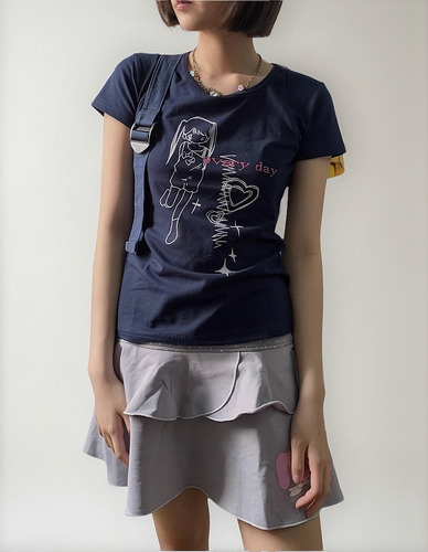 Camiseta De Algodón De Manga Corta Con Estampado Ajustado Y