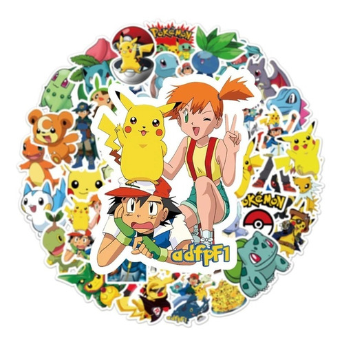 Stickers Pegatinas Diseño Pokémon 50 Unidades