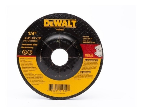 Disco Abrasivo Desbaste T27/t42 4-1/2  X 1/4  X 7/8  Dewalt 