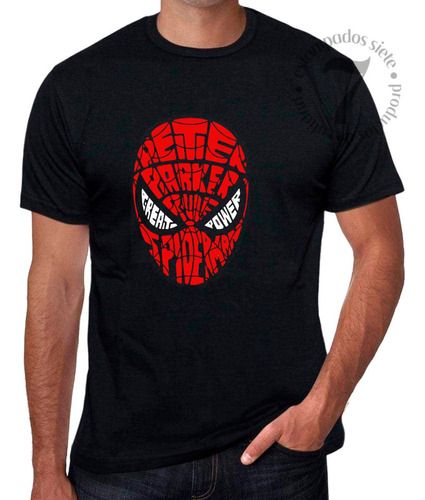 Polera Manga Corta Hombre Spiderman Hombre Araña Letras