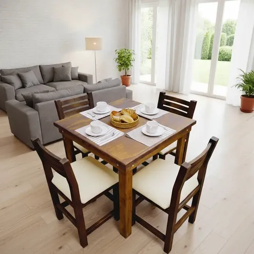 Mesa Comedor 80x80 Cm Con 4 Sillas Restaurante Bar Cafe Giy