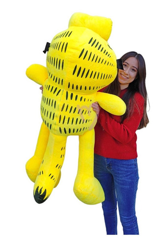 Imagen 3 de 3 de Peluche Garfield Grande Gato Cabezon Amarillo 112cm