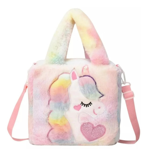 Cartera Bolso Peluche Para Niñas Diseño De Unicornio