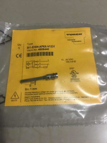 Sensor Proximidad Bi1-eh04-ap6x-v1331 Turck Cilíndrico 1mm