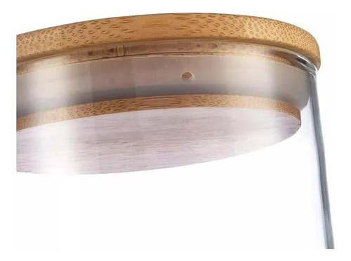 Frasco Vidrio Hermético Contenedor Tapa Bambu 600ml Taper Alacena 12cm X 8cm Color Transparente