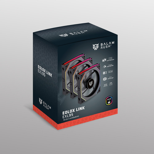 Kit 3 Ventiladores Magenticos Para Pc Eolox Link Exl95 Led Negro