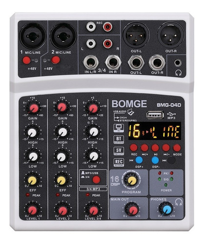 Bomge 16-dsp Audio Sonido Mezclador Con Usb Bluetooth, White