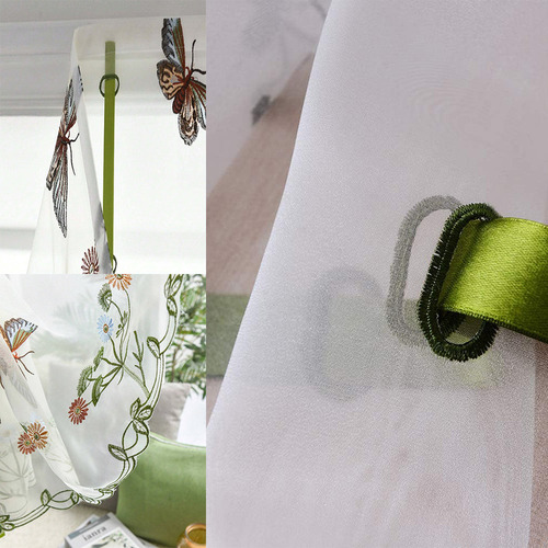 0.8*1m Garden Floral Embroidered Voile Curtain