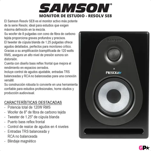 Monitor De Estudio Y Dj Activo 2 Vias Samson Resolv Se8 100w