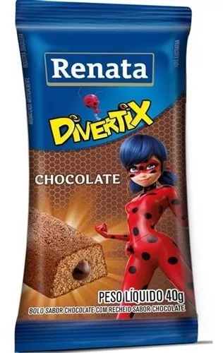 Bolo Chocolate Recheio Chocolate Renata Divertix Pacote 40g