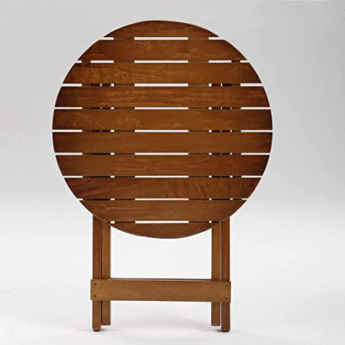 Mesa Auxiliar Plegable Redonda De Madera Bplusz, Soport...
