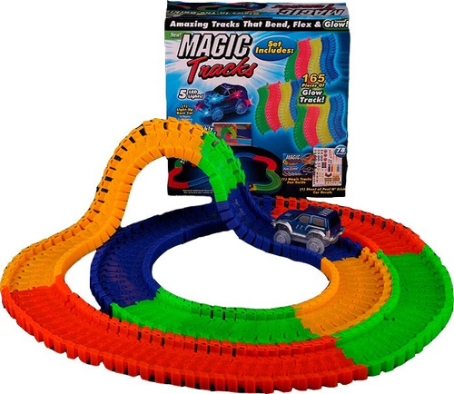 Magic Tracks 96 Piezas Pista Magica Flexible Brilla Carro