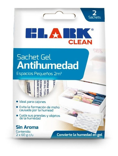 Imagen 4 de 4 de Absorbente Humedad Clark Sachet 2 X 60 Gr