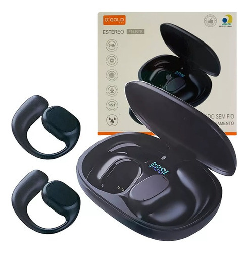 Fone De Ouvido Bluetooth Gancho Sem Fio Esporte Corrida Cor Preto