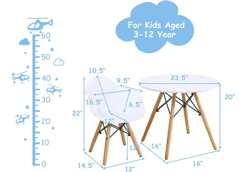 Juego De Mesa Y 2 Sillas Para Niños Estilo Moderno