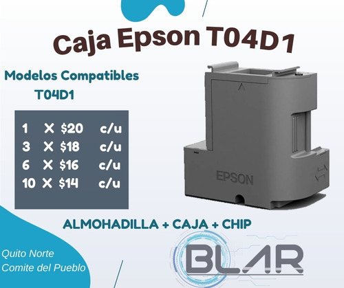 Caja Mantenimiento Epson T04d1  L4160 L4150 L6171  $15