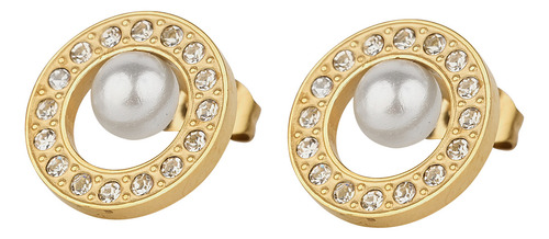Aretes Mujer Oro 14k, Perlas Zirconias, Mamá Luckyly