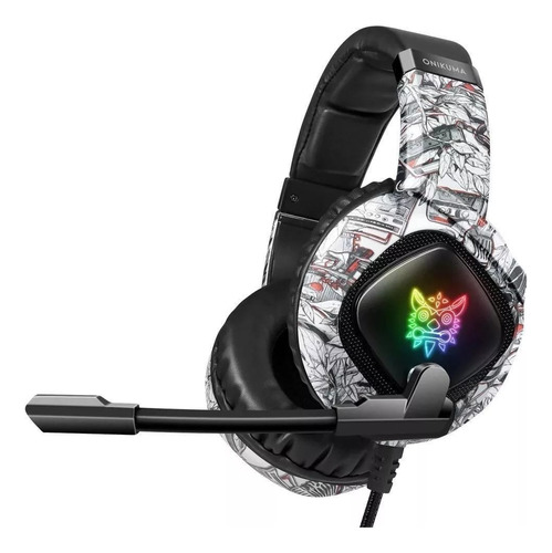 Audífonos Gamer Onikuma K19 Camuflaje Blanco Con Rgb
