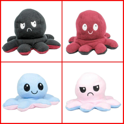 Pulpo Reversible Pulpitos Grande Peluche Tik Tok 40 X 30 Cm