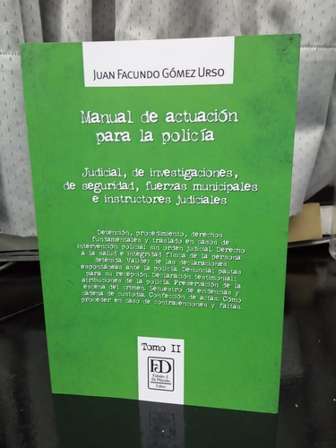 Libro Manual De Actuacion Para La Policia Tomo 2