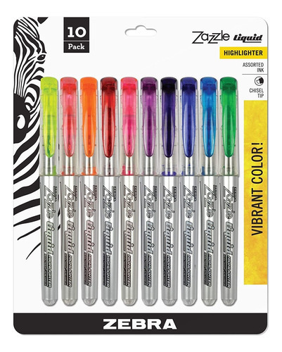Zebra Zazzle Liquid Ink Highlighter, Chisel Tip, Assorted Co