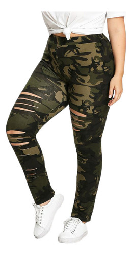 Leggings Deportivos De Camuflaje Para Mujer, Talla Grande, A