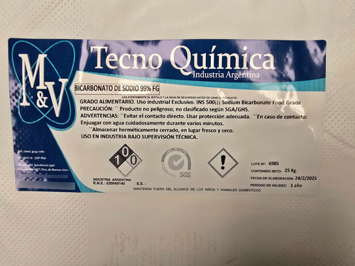 Bicarbonato De Sodio Puro Apto Alimenticio 25 Kilos