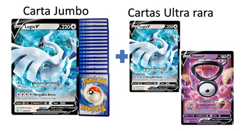 Kit Carta Pokémon Lugia V E Unown V + Carta Jumbo Lugia V