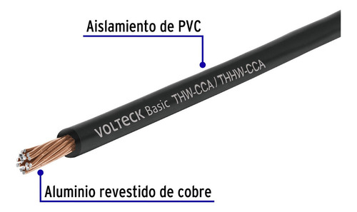 Rollo D 100 Metros D Cable Thw Cca 10 Awg Negro Basic 40209