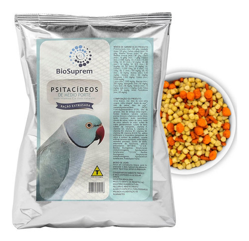 Ração Extrusada Psitacídeos Ringneck Calopsita Biosuprem 5kg