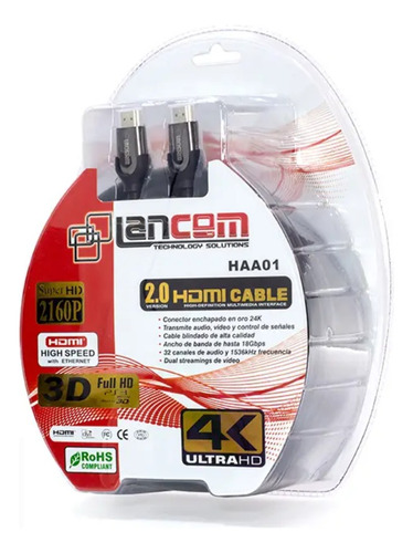 Cable Hdmi 2.0 De 20 Metros Lancom P/ Tv Hd Ps5/ Pc Gamer 