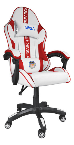 Silla De Escritorio Nasa Jupiter Gamer Ergonómica Blanca Y Rojo Con Tapizado De Tejido Sintético Pu