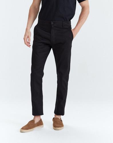 Pantalón Chino Sidney, Gabardina, Negro, Equus