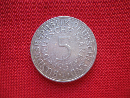 Alemania 5 Marco 1951 F Plata 