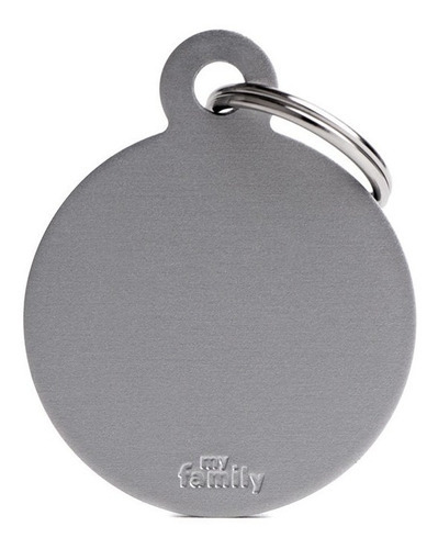 Chapita Id Mascotas Aluminio Big Circle Gris My Family Color Circulo gris Circulo grande