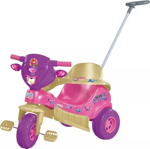 Triciclo Velotrol Infantil Bebe Motoca - Rosa + Empurrador na