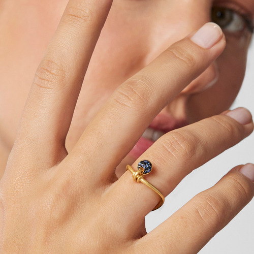 Anillo Luna De Plata Vermeil Y Zafiros Luah Tous