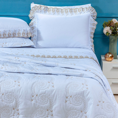 Kit Cobre Leito Queen 12 Peças Completo Jogo De Cama + Banho Branco Branco