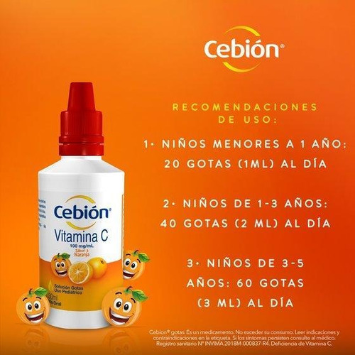 Cebión Gotas De Vitamina C Sabor A Naranja Con 30ml