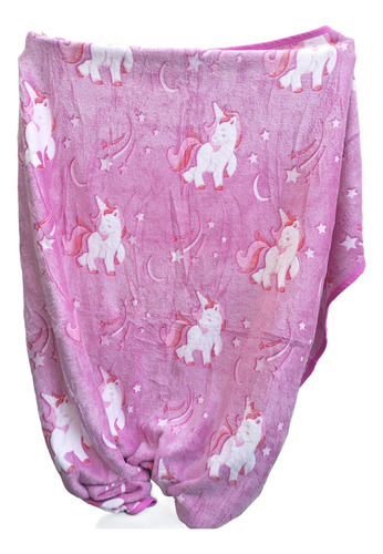 Frazada Manta Magica Luminosa Infantil Corderito Fluor 1 1/2 Unicornios Fucsia