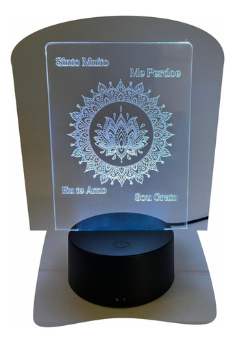 Luminária Acrílico Mandala 3d Led Oponopono Mistico Lindo