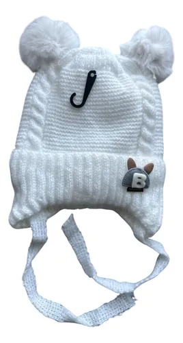Gorro Lana Bebé 6 A 18 Meses Aprox. Blanco 6 A 18 Meses Liso