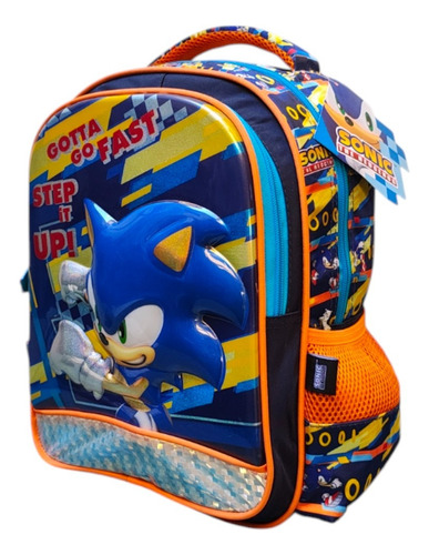 Mochila Infantil Ginga Kinder Sonic Go Fast3d Azul Azul