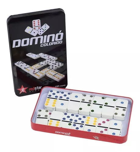 JOGO DOMINO 28 PECAS RIO MASTER COLORIDO COM LATA