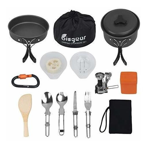 Utensilios De Cocina Para Acampar 16 Piezas Negro Plateado