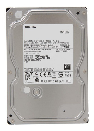 Disco Rigido Interno Toshiba Dt01aca100 1tb 3.5 Pulgadas