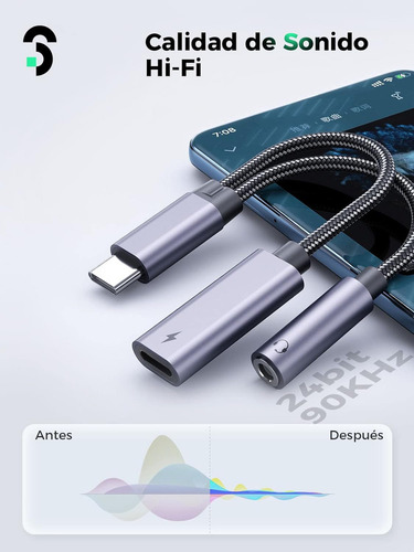 Adaptador De Audífonos Usb C Para Huawei,xiaomi,oppo,tableta Color Plateado