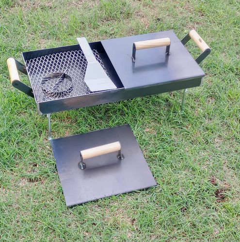 Plancheta 2 Hornallas Con Rejilla Grilladora Y Doble Tapa Hierro